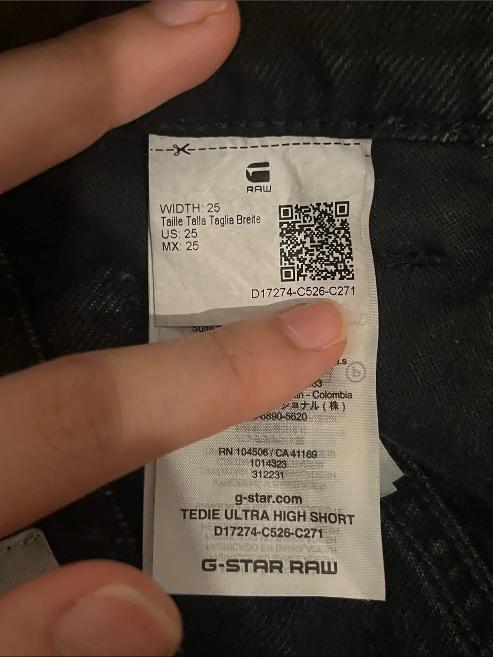 G-Star Black Repaired Denim short